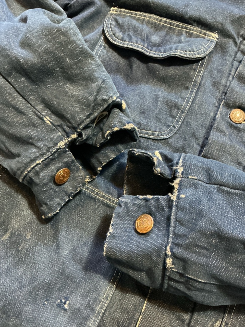 Vintage 70s Wrangler Blanket Lined Workwear Denim Chore Jean USA Made Jacket - Picture 9 of 16